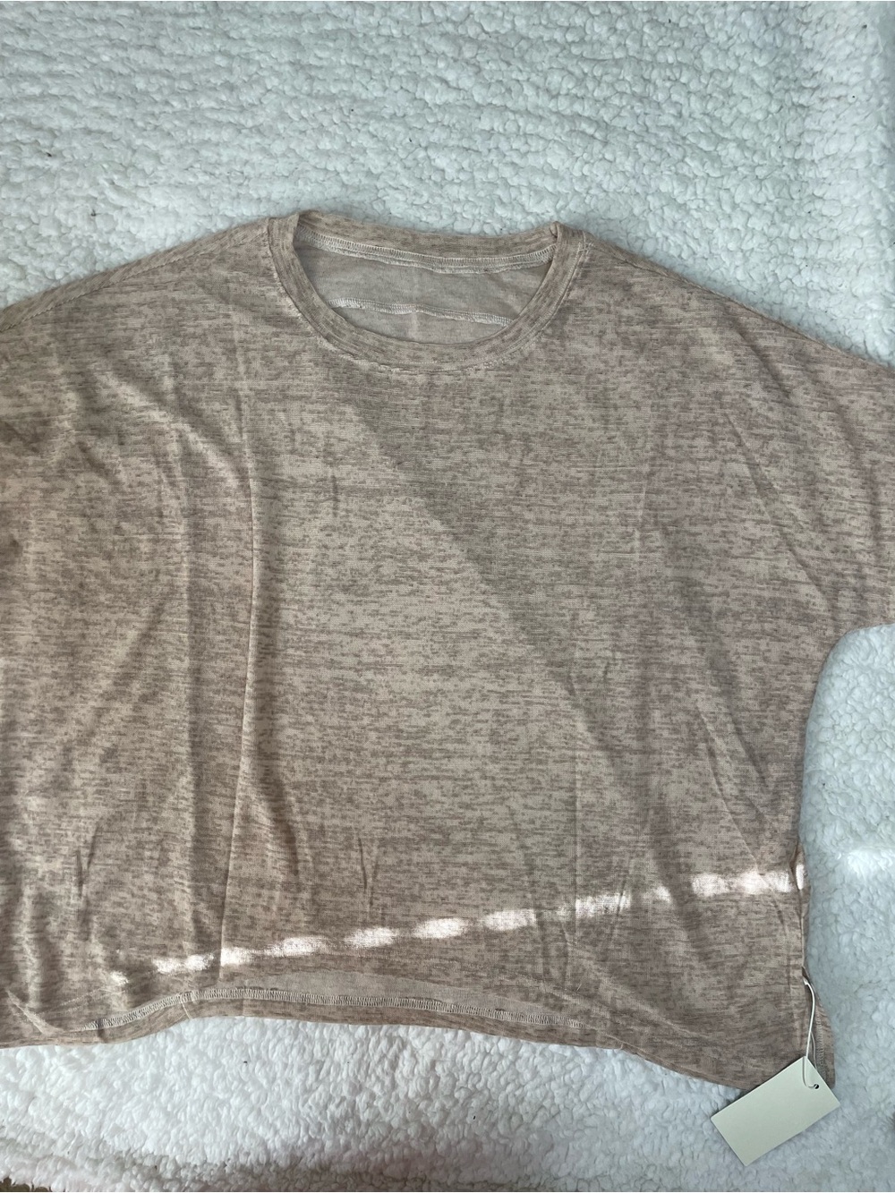 HALARA Beige Heather Short Sleeve Relaxed Tee VERY OVERSIZED
